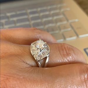 0.50ct Round with Baguette Engagement Ring